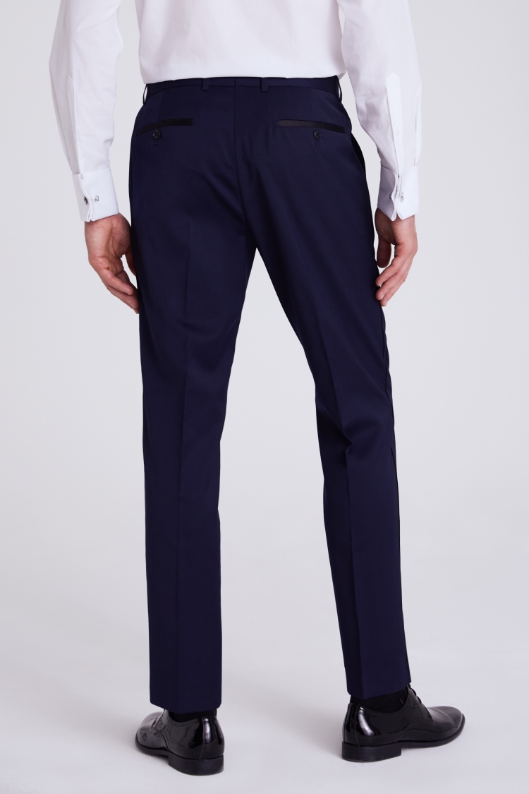 Tailored Fit Navy Twill Tuxedo Pants