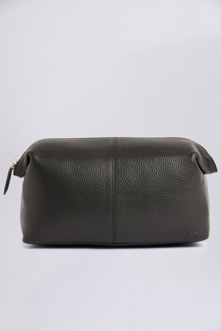 Black Grained Leather Washbag