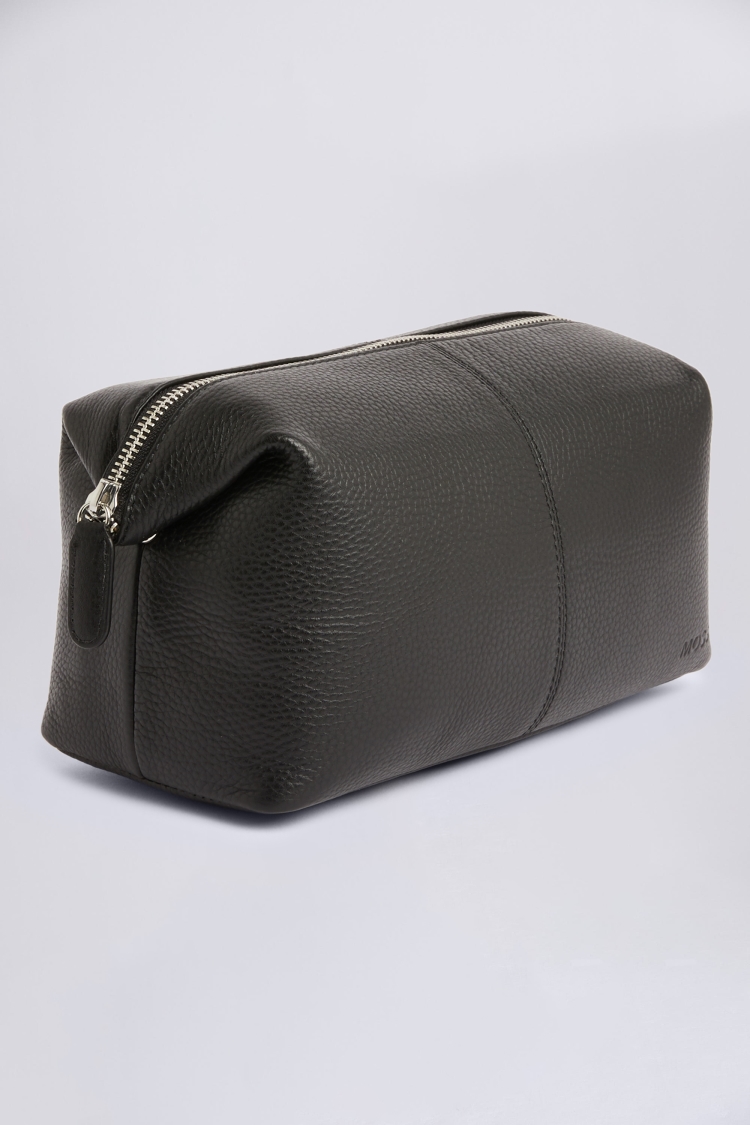 Black Grained Leather Washbag