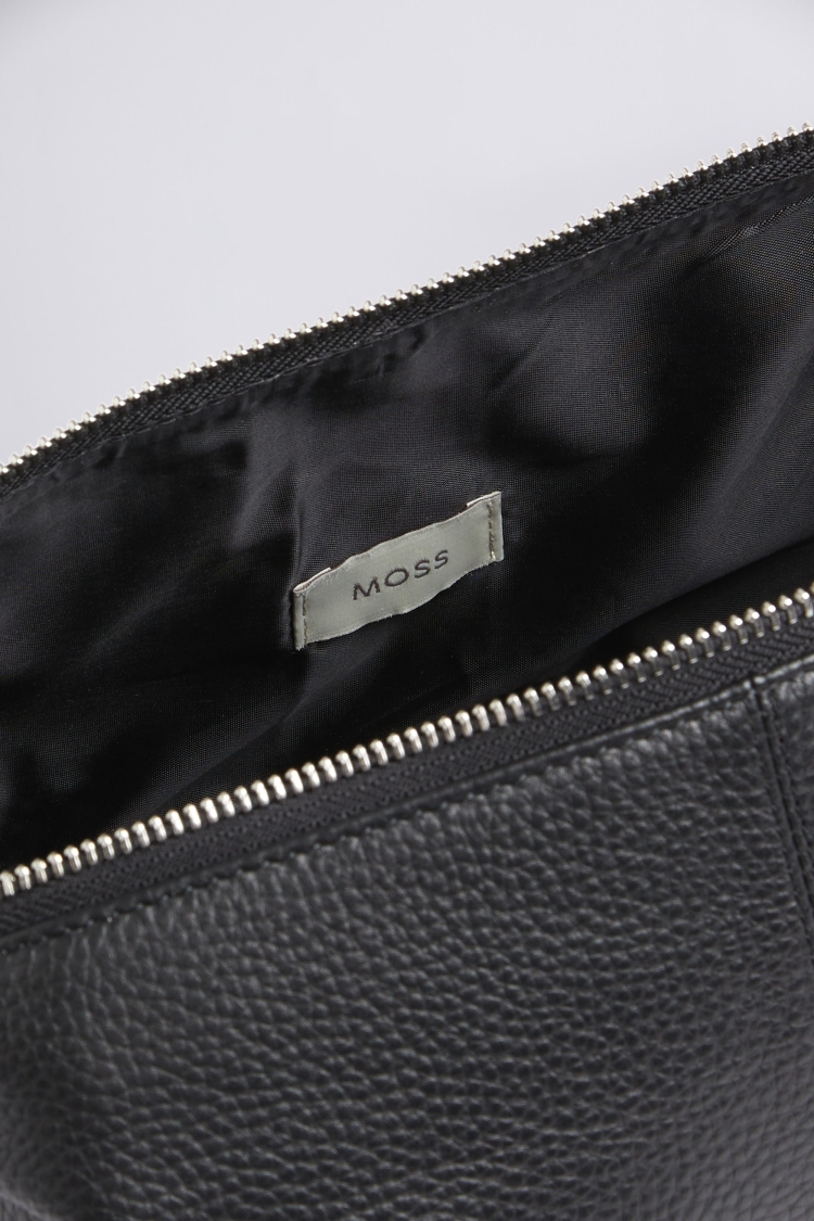 Black Grained Leather Washbag