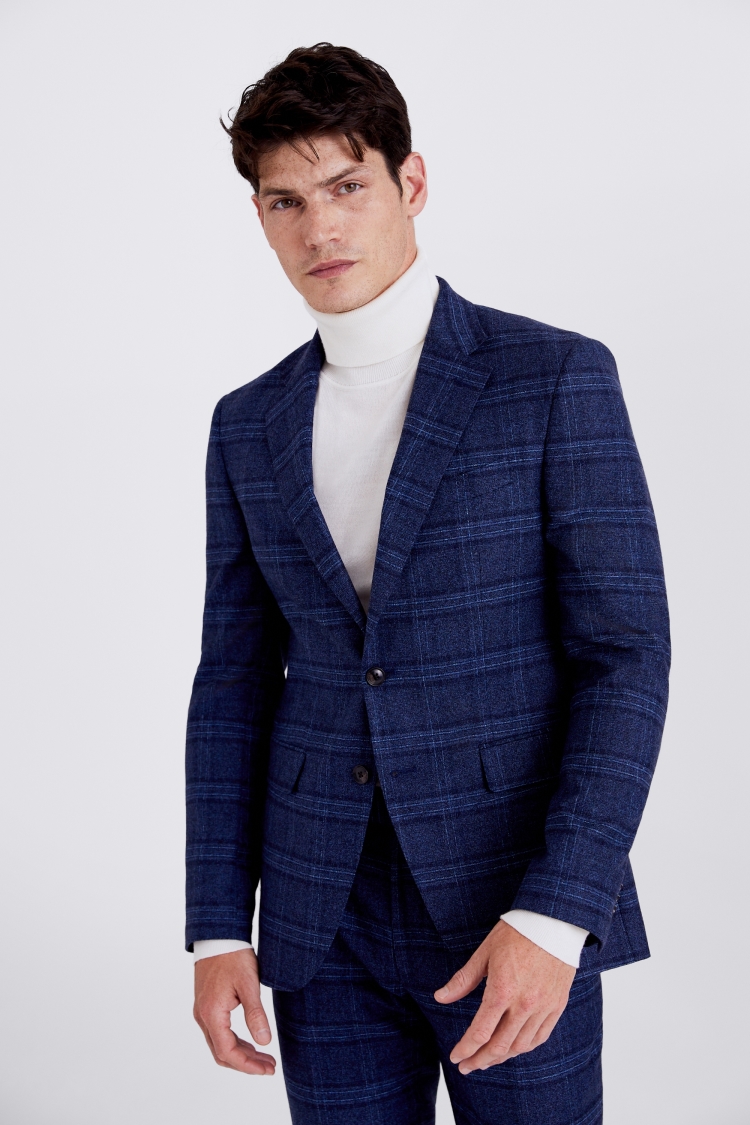 Italian Slim Fit Blue Check Jacket Buy Online at Moss