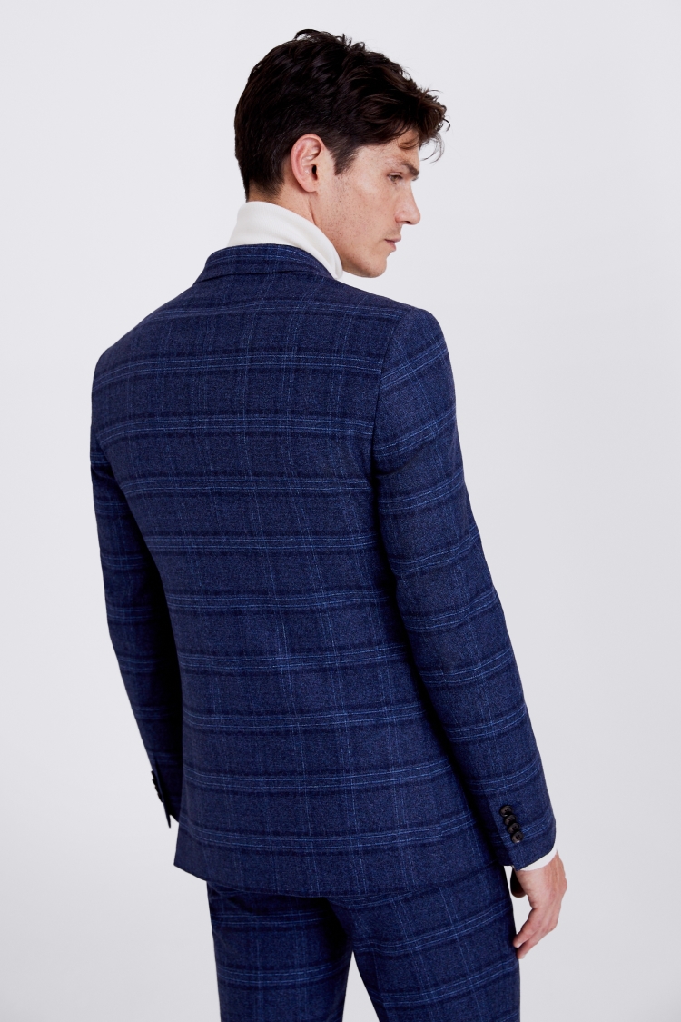 Italian Slim Fit Blue Check Jacket 