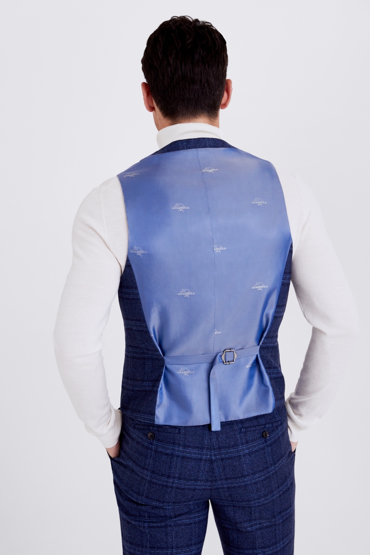 Slim Fit Blue Check Vest