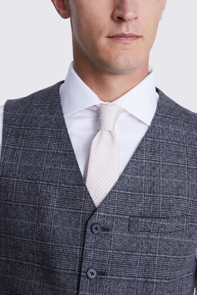 Italian Slim-Fit Grey Check Waistcoat