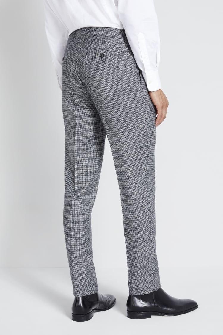 Italian Slim Fit Black and White Puppytooth Trousers | Buy Online at Moss
