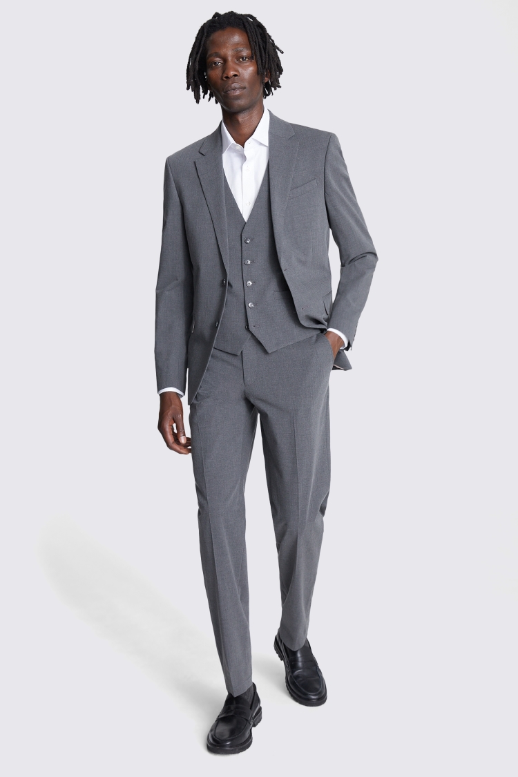 Mens slim grey on sale suit