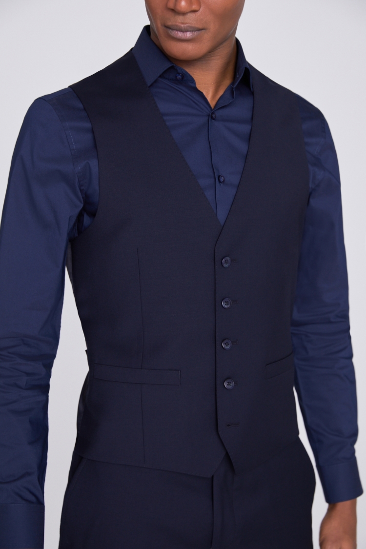 Tailored Fit Navy Wool Waistcoat