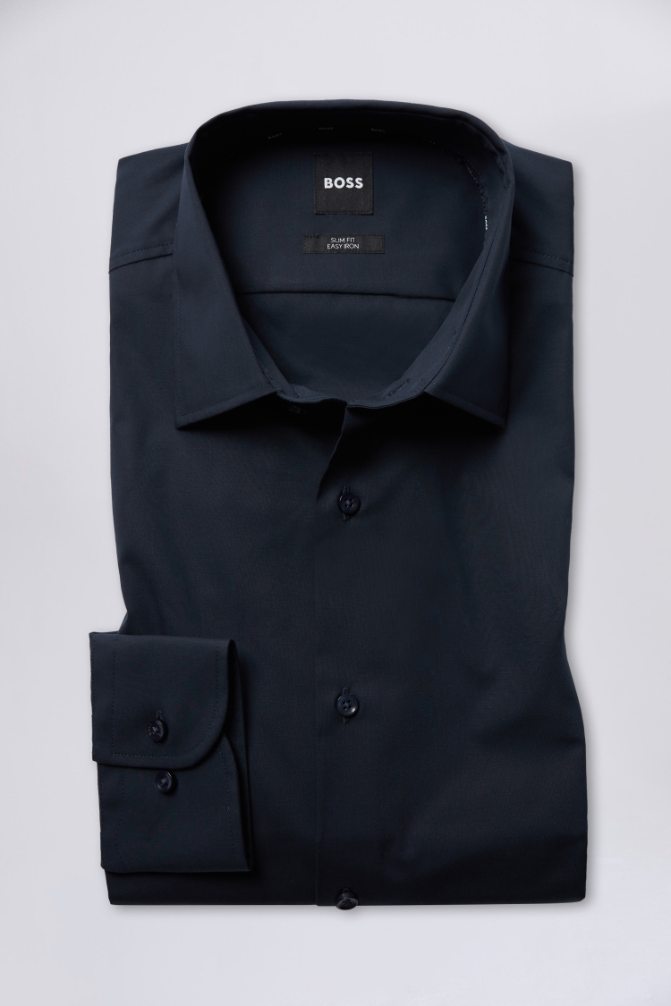 BOSS - Slim-fit shirt in easy-iron cotton-blend poplin