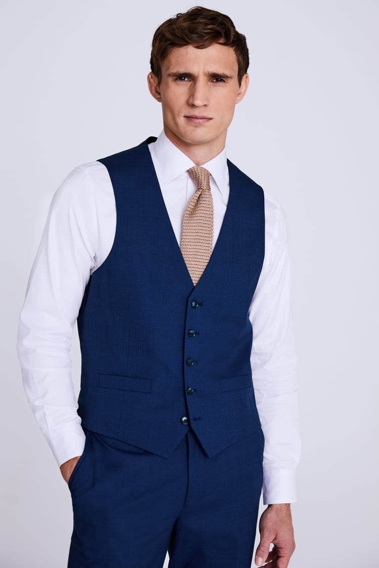 Tailored Fit Blue Check Jacket | Buy Online at Moss