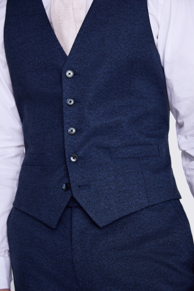 Tailored Fit Blue Flannel Waistcoat