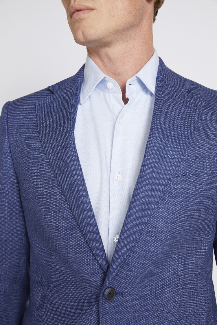 Regular Fit Blue Birdseye Suit