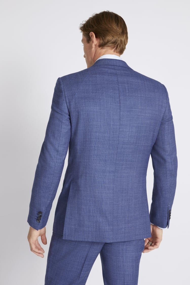 Regular Fit Blue Birdseye Suit