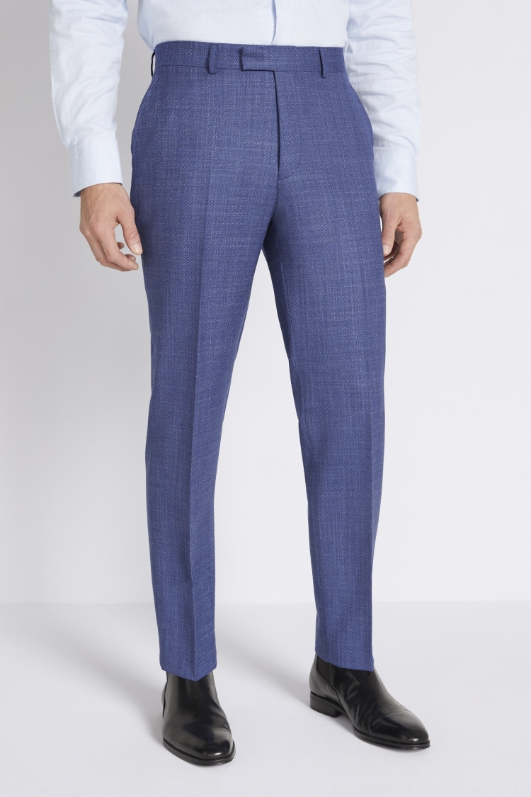 Regular Fit Blue Birdseye Suit