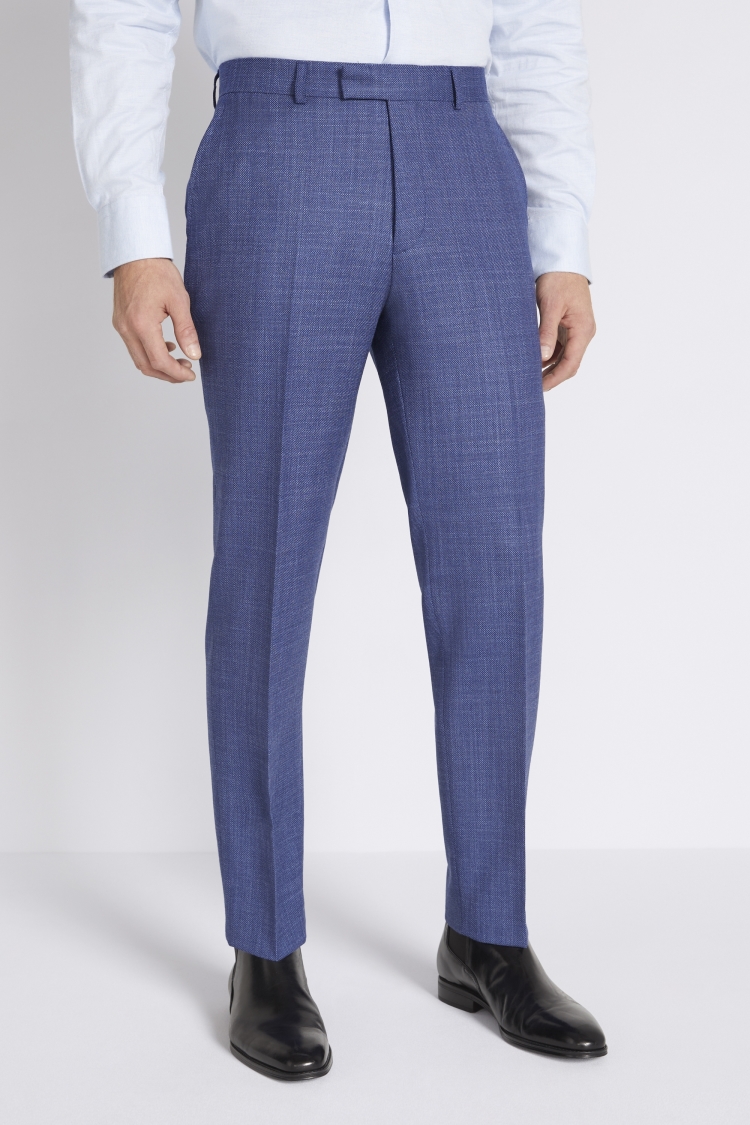 Regular Fit Blue Birdseye Trousers | Buy Online at Moss