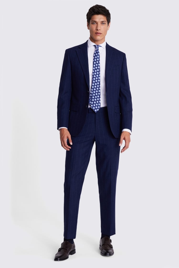 Regular Fit Blue Stripe Suit