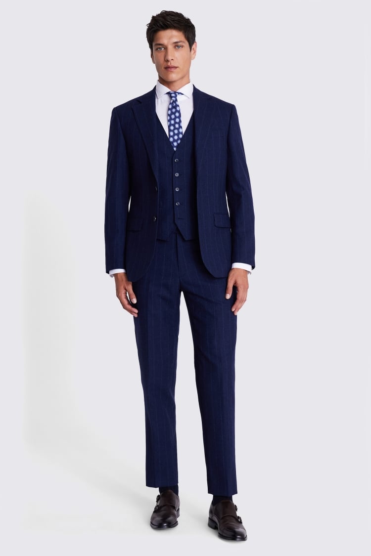 Regular Fit Blue Stripe Suit