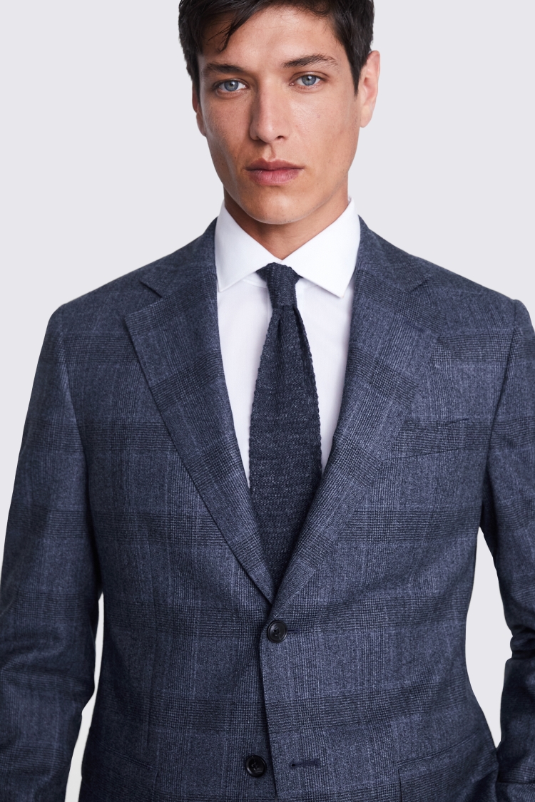 Italian Tailored Fit Blue Check Jacket | Buy Online at Moss