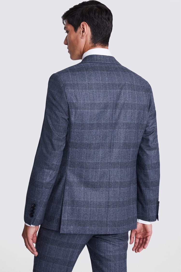 Italian Tailored Fit Blue Check Jacket