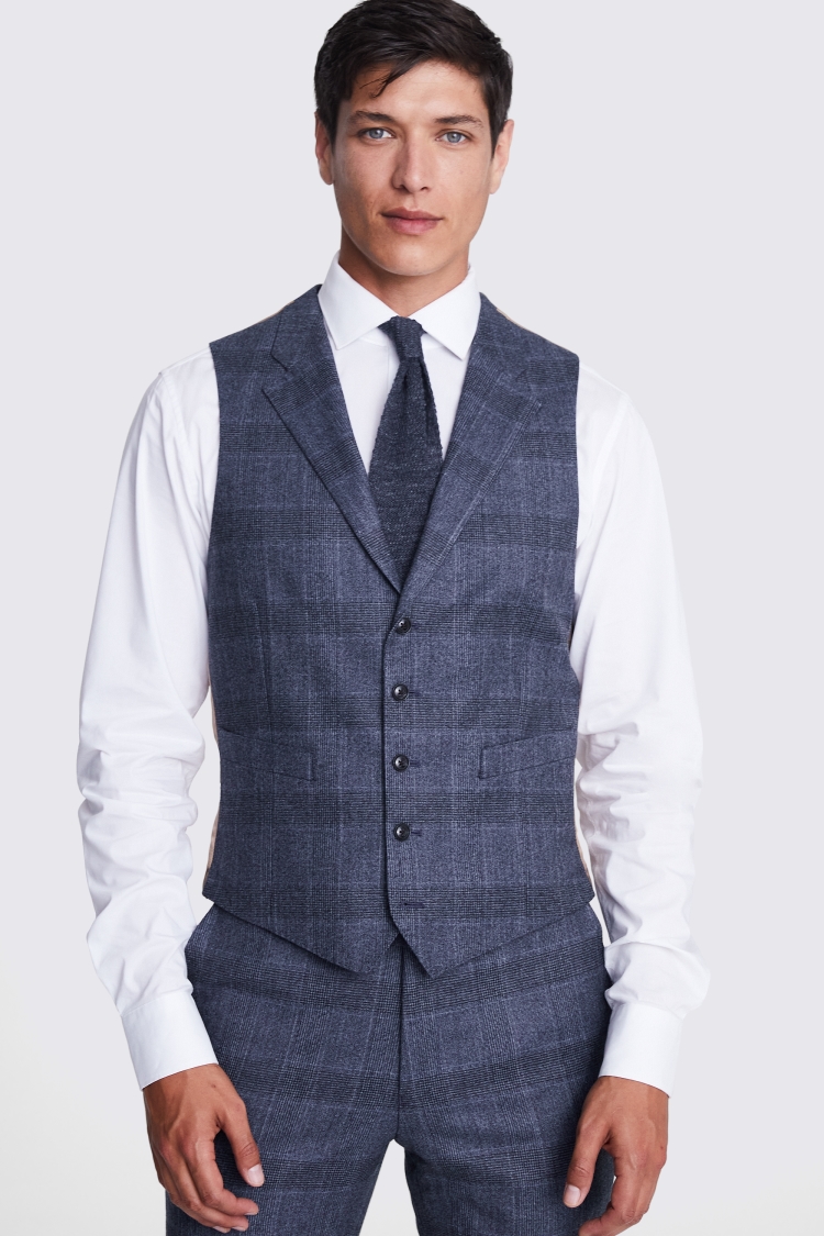 Italian Tailored Fit Blue Check Jacket