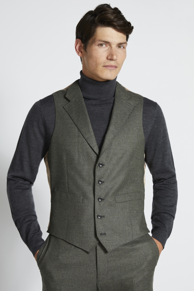 Tailored Fit Green Waistcoat