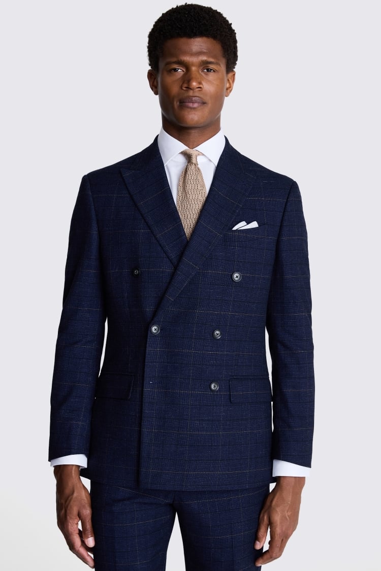 Tailored Fit Navy Black Check Suit