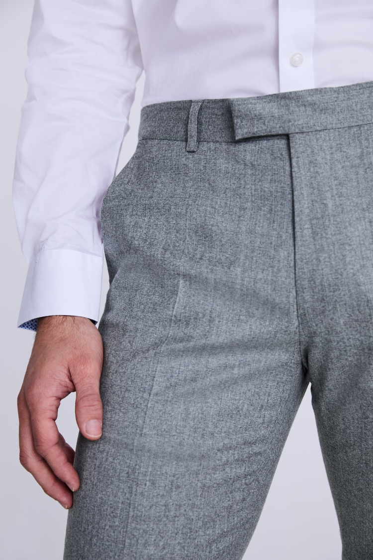Italian Slim Fit Grey Flannel Trousers