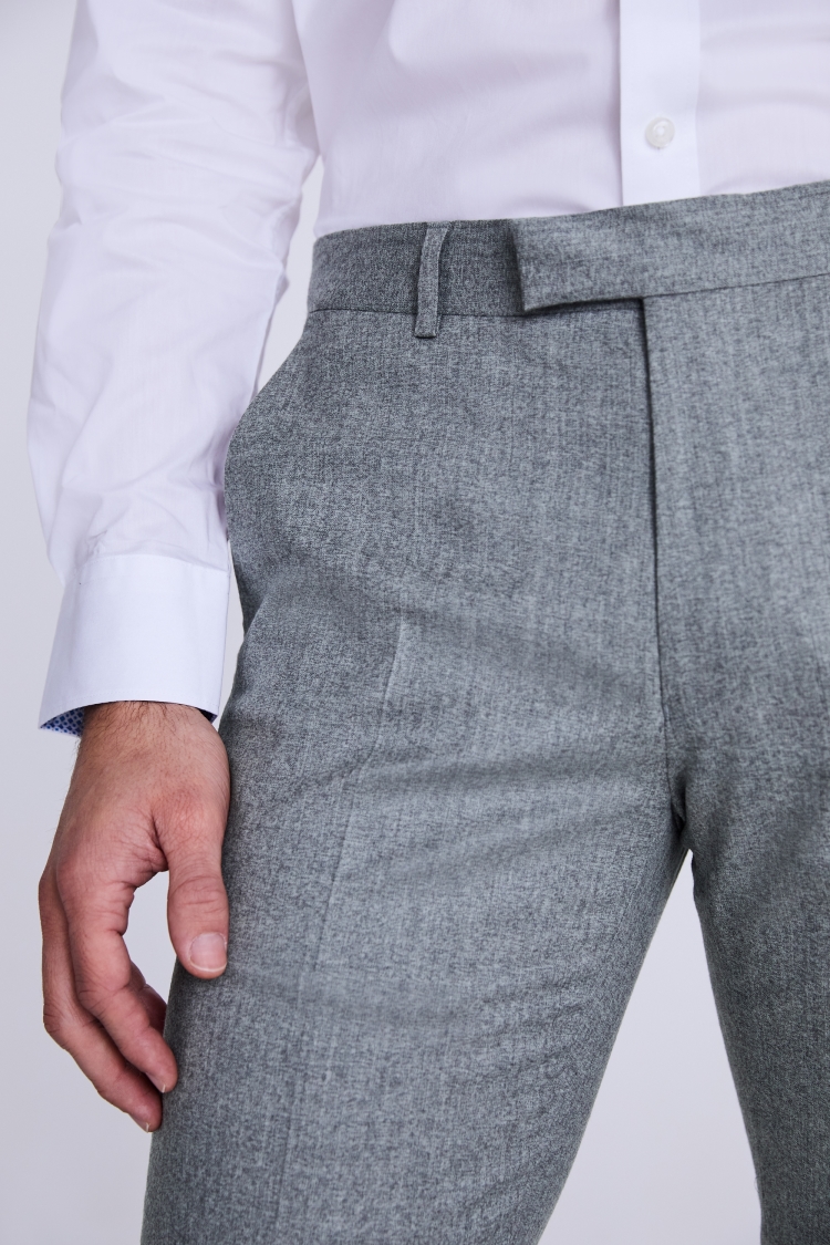 Logo Belt Flannel Trousers In Grigio