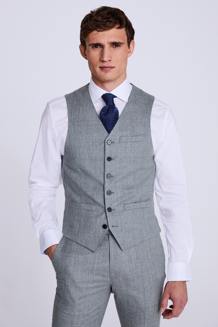 Italian style slim fit wool blended crew neck striped pocket vest