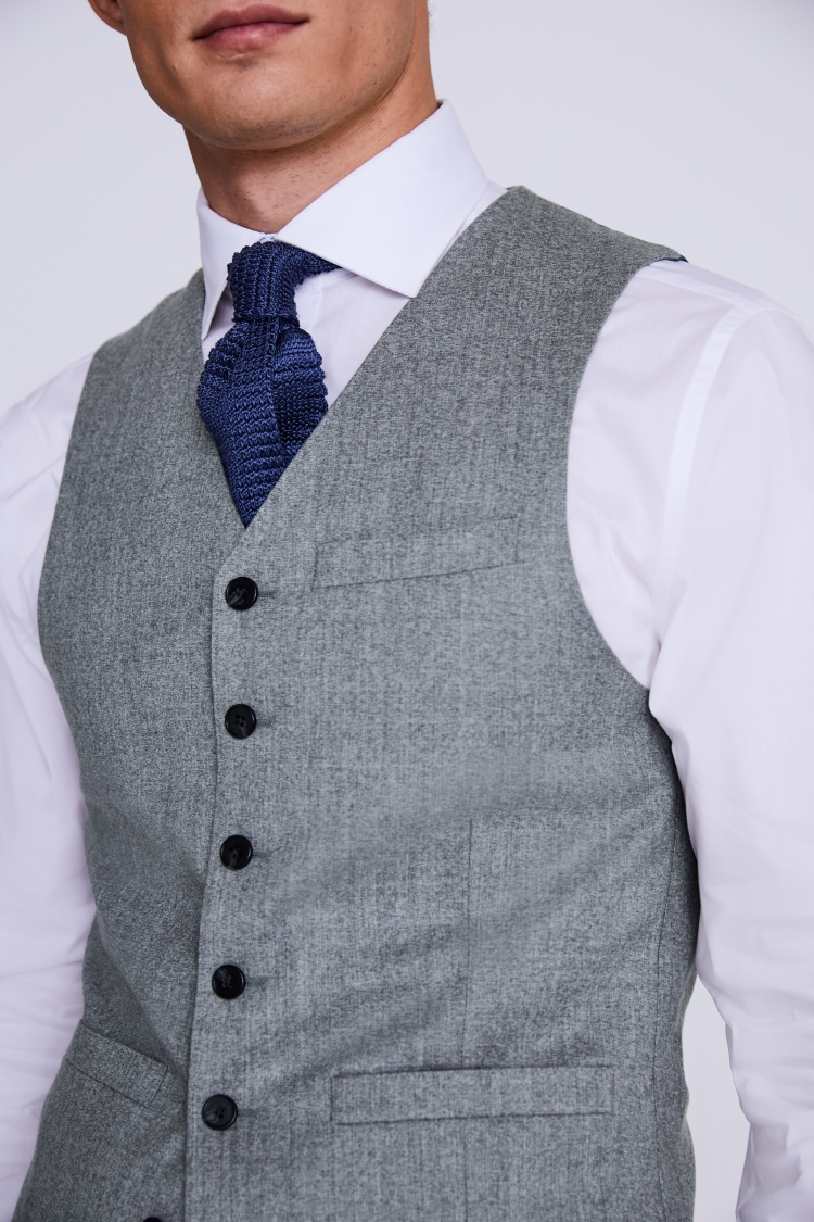 Italian Slim Fit Grey Flannel Waistcoat