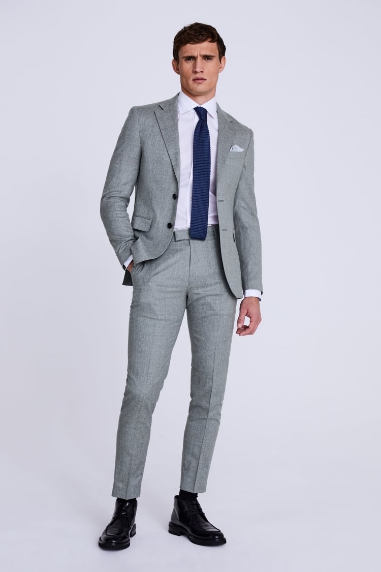 Italian Slim Fit Grey Flannel Suit