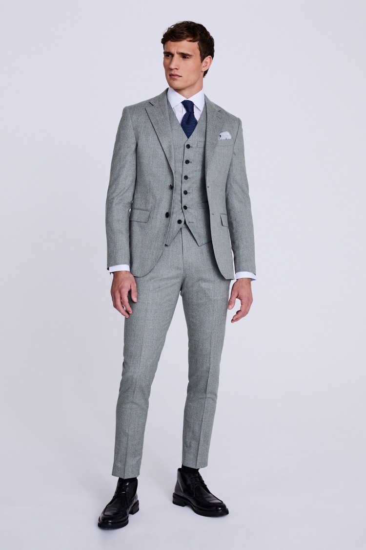 Italian Slim Fit Grey Flannel Suit