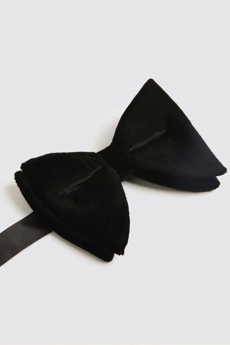 Black Floppy Velvet Bow Tie
