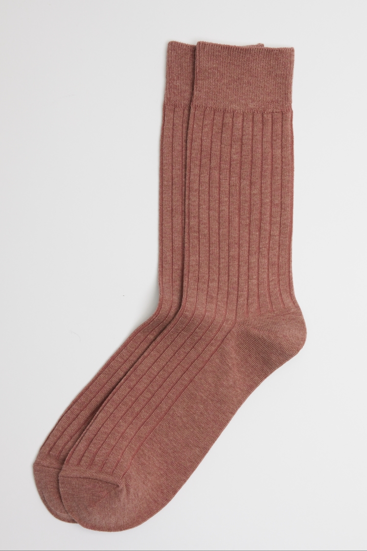 Pink Melange Ribbed Socks