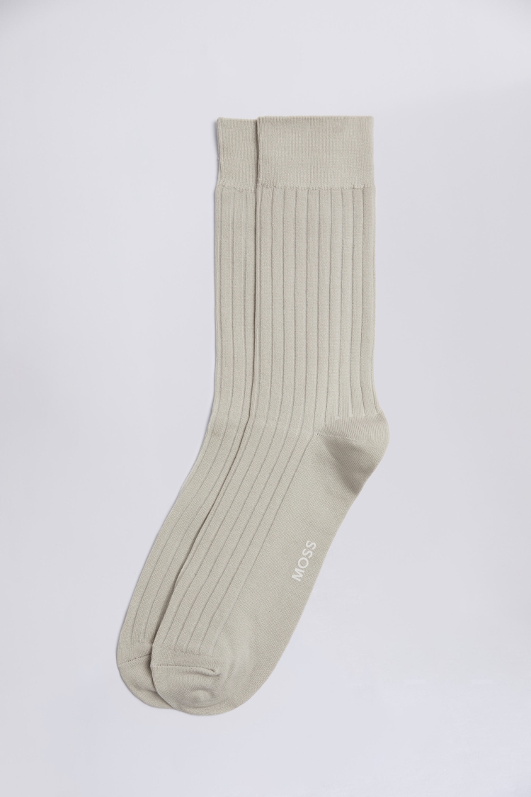 Light Grey Ribbed Socks | Buy Online at Moss
