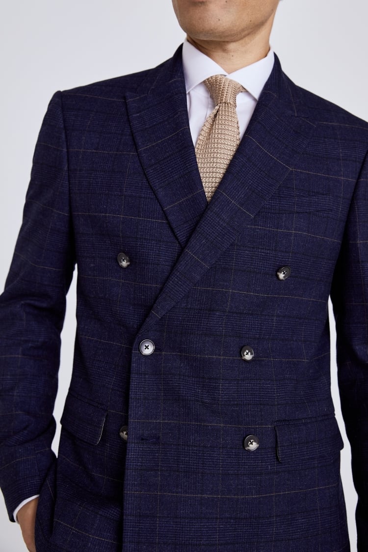 Slim Fit Navy Black Check Suit