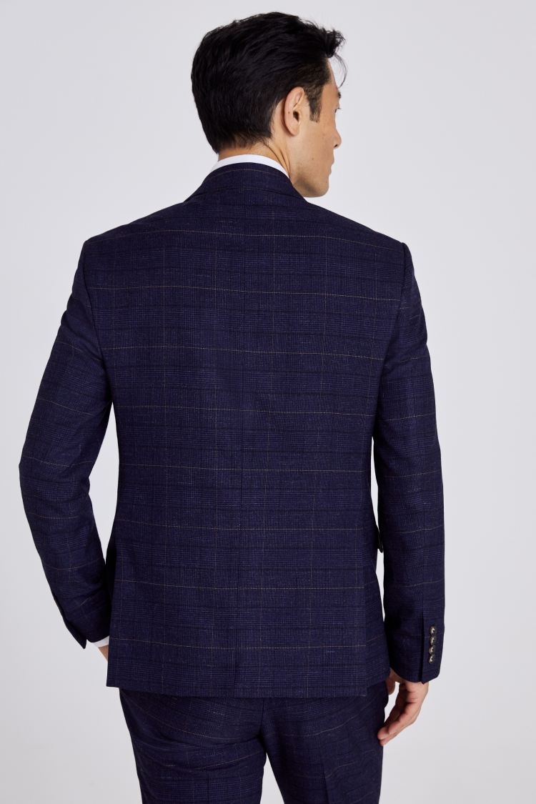 Slim Fit Navy Black Check Suit