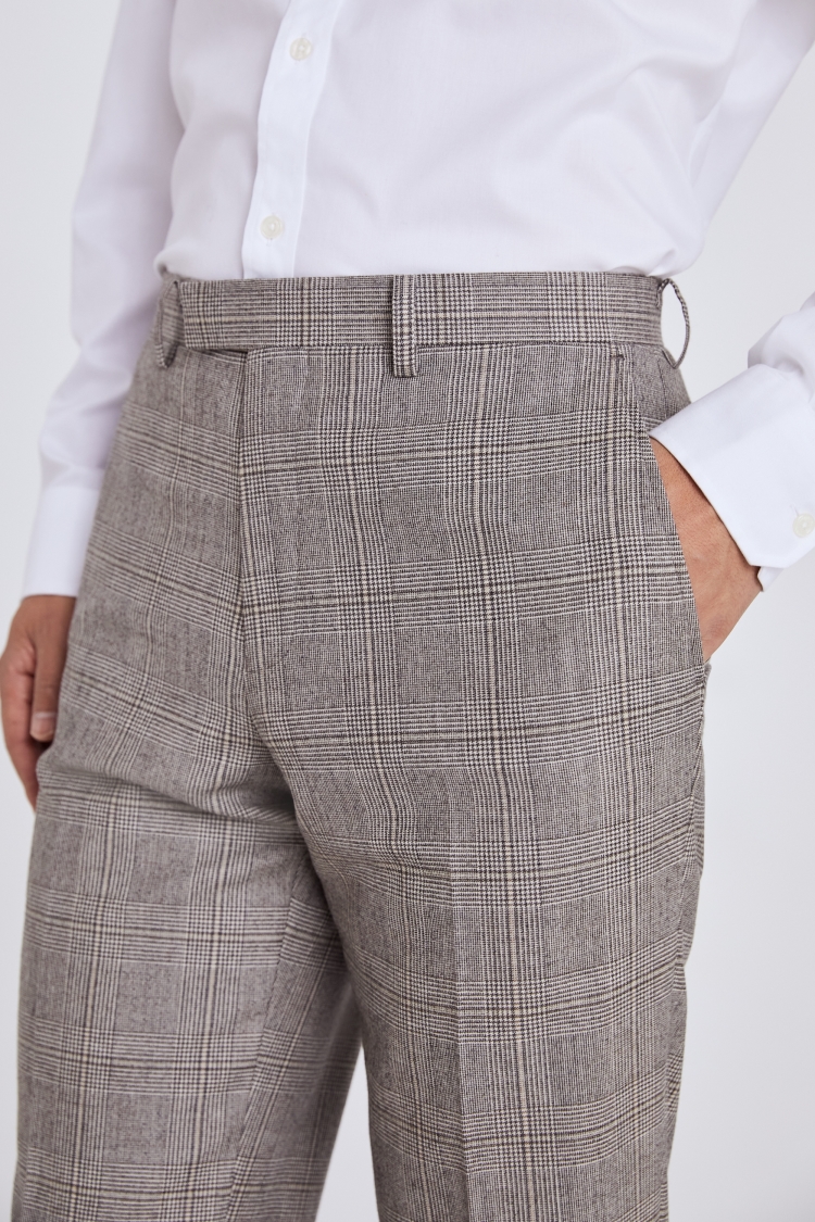 Regular Fit Neutral Check Performance Trousers 