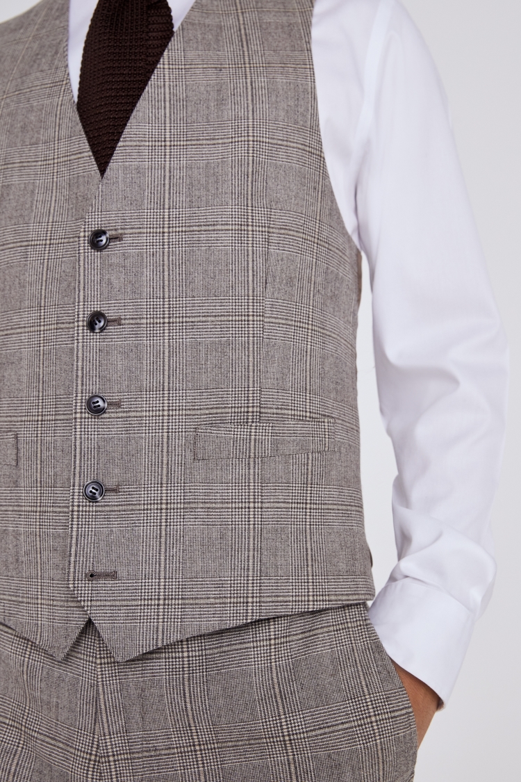 Regular Fit Neutral Check Performance Waistcoat