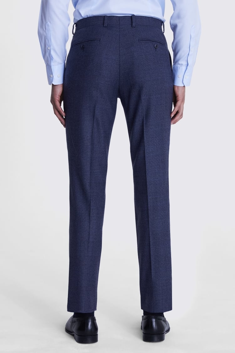 Tailored Fit Blue Check Performance Trousers