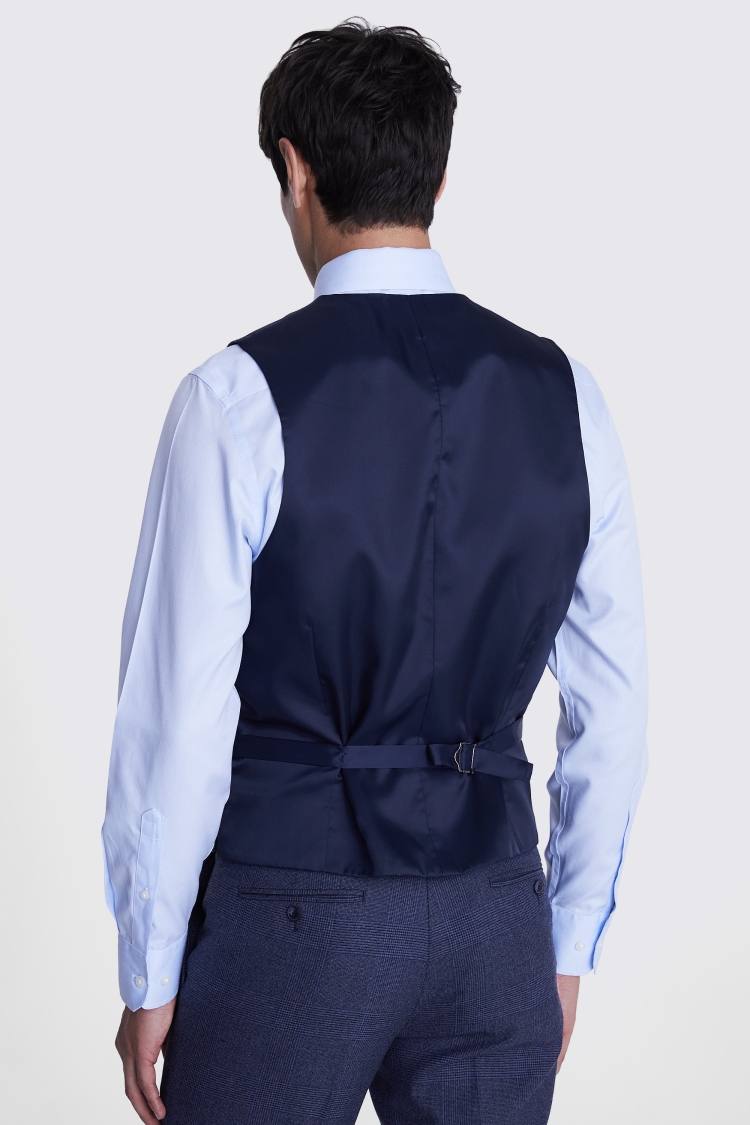 Tailored Fit Blue Check Performance Waistcoat | Buy Online at Moss