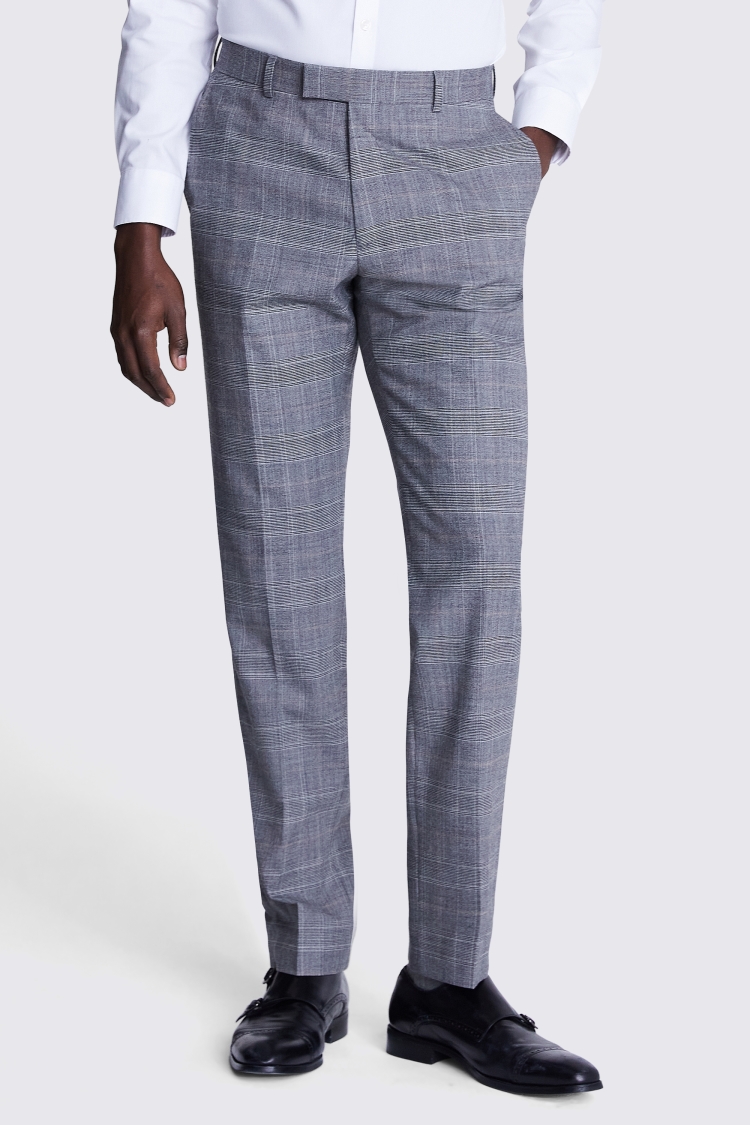 Tailored Fit Grey Check Performance Pants