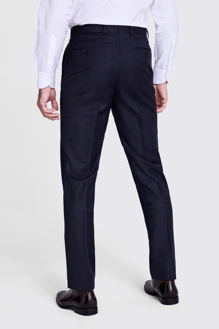 Regular Fit Navy Check Performance Trousers