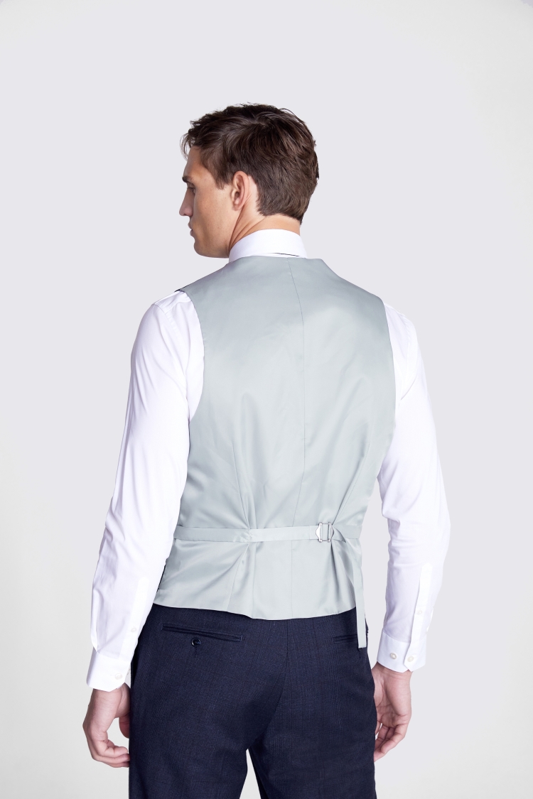 Regular Fit Navy Check Performance Waistcoat 