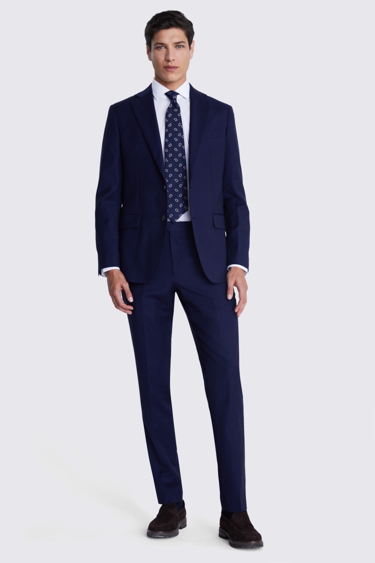 Tailored Fit Navy Panama Suit