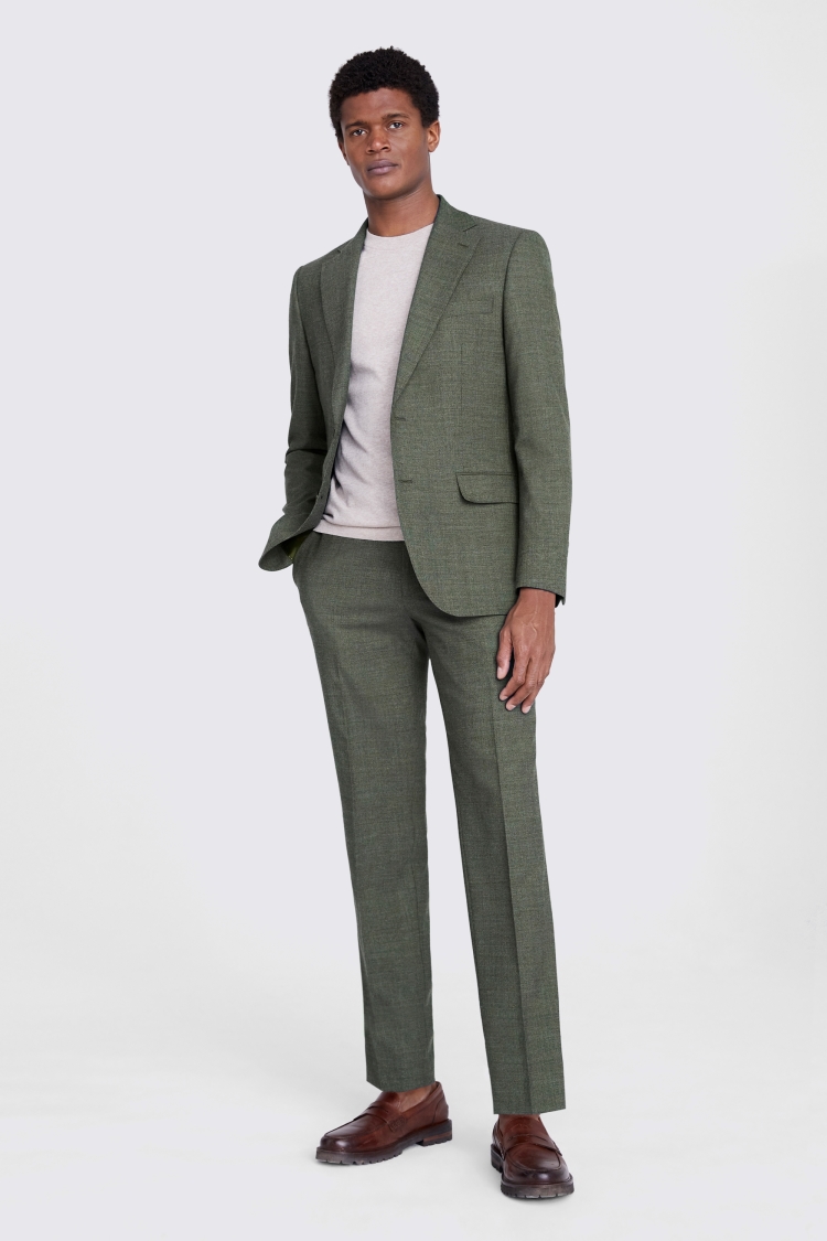 Tailored Fit Green Puppytooth Performance Suit