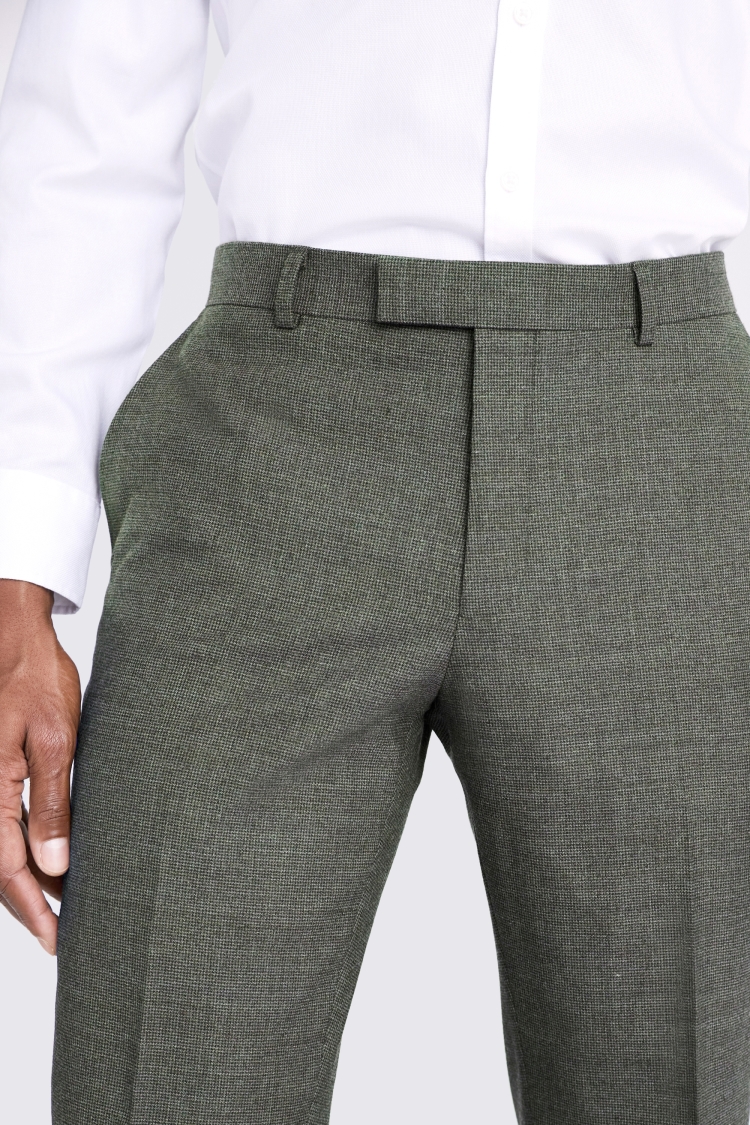 Tailored Fit Green Puppytooth Performance Trousers 