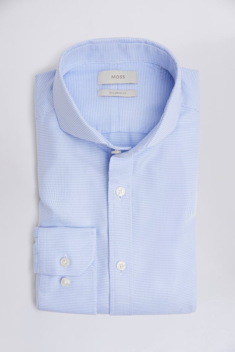 Tailored Fit Sky Textured Non-Iron Shirt