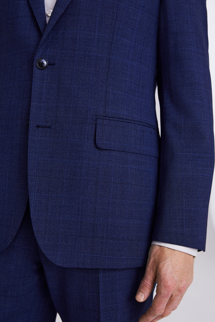 Italian Tailored Fit Blue Check Suit