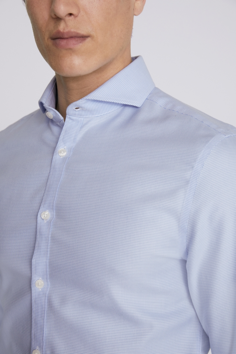 Slim Fit Sky Textured Non-Iron Shirt