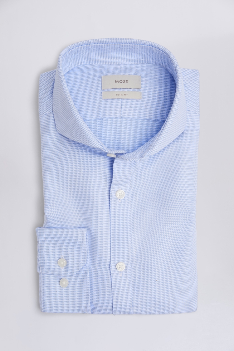 Slim Fit Sky Textured Non-Iron Shirt